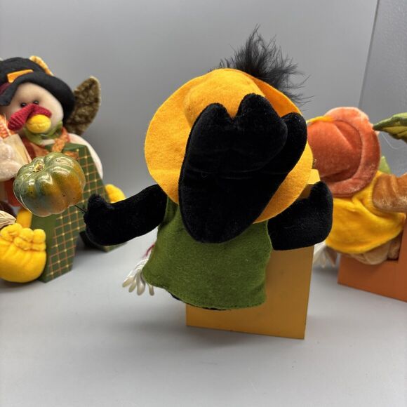 Home Interiors Fall Decorations Autumn Plush Scarecrow Crow Bear & Turkey 6-8” - Picture 7 of 10